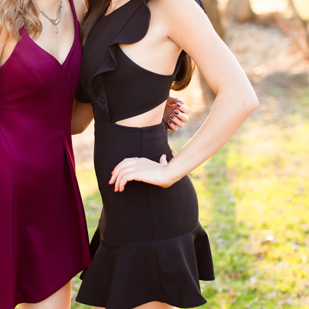 Mini dress with ruffles and cutouts